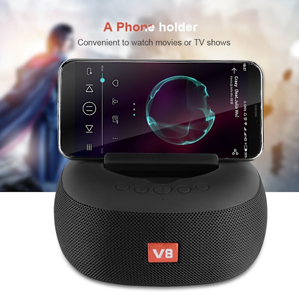 Uusi langaton kannettava Bluetooth-stereobassokaiutin puhelimen pidikkeellä, kaiutin, TF, USB (musta)
