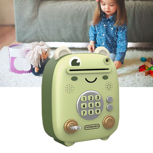Mini Piggy Bank Syngende Elektronisk Piggy Bank Pengeskap med Fingeravtrykk Passord Ansiktsgjenkjenning Lysmusikk for Barn Gutter Jenter Liten Frosk