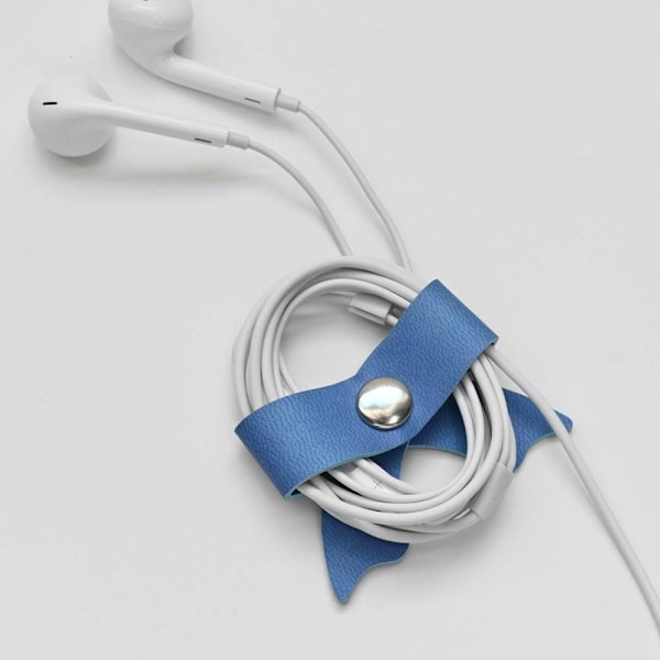 SenseAGE 5-pak Ledningsorganisator, Sløjfe Ledningsholder, Kabelorganisator USB-holder, Læder Kabelstyring, Kabelstropper, Øretelefonopvikler Random Blue