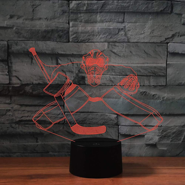 3D Ishockey Målvakt Fjärrkontroll 16 Färger Nattlampor Illusion Akryl LED Bord Sänglampa Barn Sovrum Skrivbords Dekoration Födelsedagspresenter Leksak