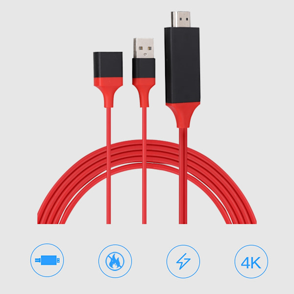 2m telefon till HDMI-kabel 1920*1080 HD-videosynkronisering HDTV-kabeladapter för Android/iPhone