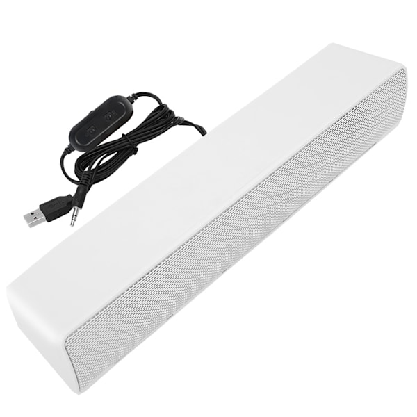 USB-kablet stereolyd-soundbar-musikafspiller bas-surround-lydboks 3,5 mm indgang til pc-mobiltelefoner (hvid)