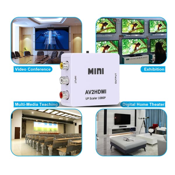 1080P USB-drevet AV til HDMI HD videokonverter for dekoderbokser DVd VCD spillkonsoller (hvit)