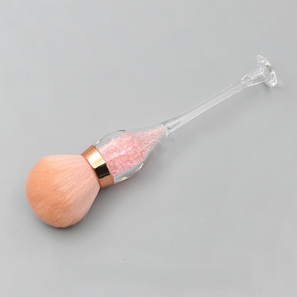 1 rødvinsglass med høy fot løs puddersminkebørste, flytende perlepartikkelhåndtak skjønnhetsverktøy (rosa)