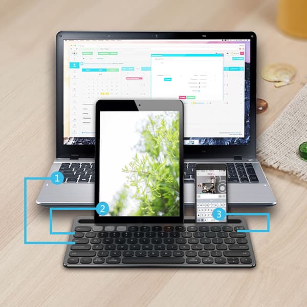 Ik8500 Multifunktionel bærbar Bluetooth-tastatur til computer, telefon og tablet (sølv)