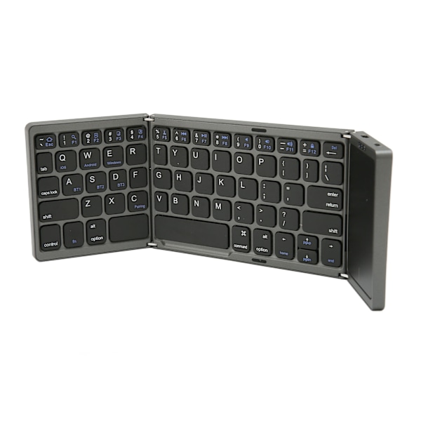 Hopfällbart tangentbord B089T 3 vikt pekplatta funktion 64 tangenter bärbar typ C laddning magnetisk stängning dator tangentbord grå