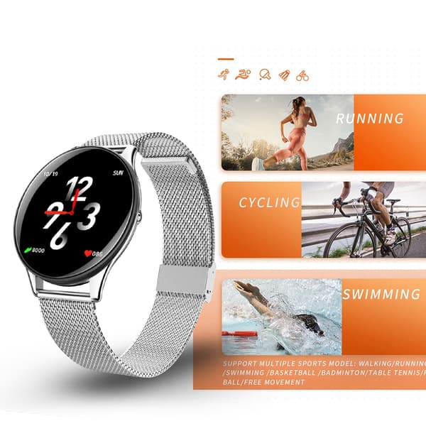 SN58 1,3 tommer Touch Screen Stålrem IP67 Vandtæt Smart Bluetooth Ur Sølvrem