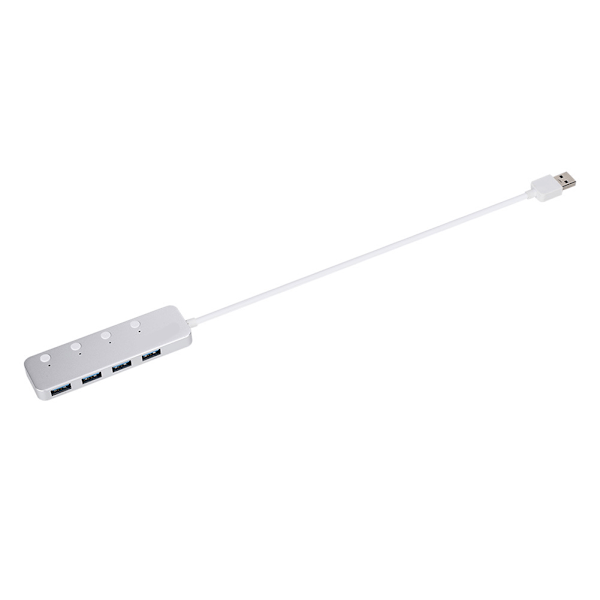 ACASIS Höghastighets USB3.0 Splitter 4-portars USB HUB Adapter med separat strömbrytare (Silver)