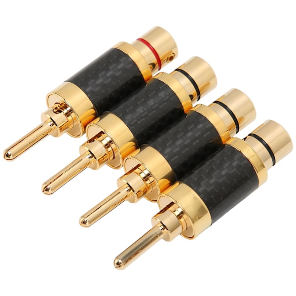 4 stk bananplugg messing gullbelagt svart karbonfiberskall bananpluggkontakt for 7,5 mm ledningsdiameter