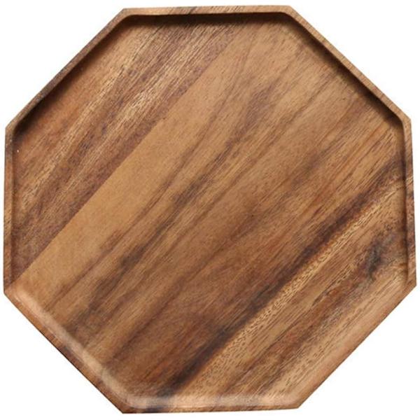 Set med 2 serveringsfat av akaciaträ, serveringsbricka i åttakantig fyrkant, serveringsbricka för bröd, charkuteribricka för fruktsallad, ostbricka, grönsaksfat Acacia Wood