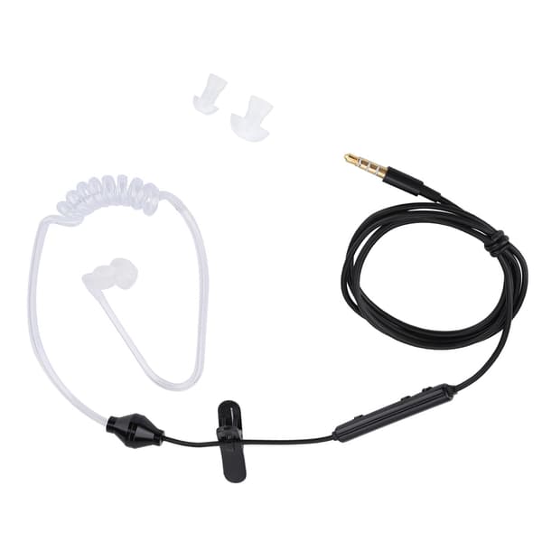 In-ear-headset med luftrörssäkerhetssnäcka med mikrofon för IOS för Android Svart kabel Vitt rör