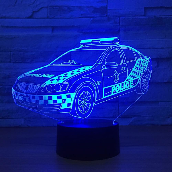 3D Politi Visual Led Hjemmedekoration Gradienter Modellering Bordlampe til Børn Touch Button Bil Natlampe Baby Søvn USB Belysning Gave