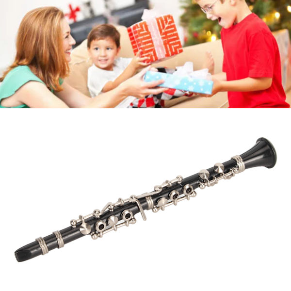Miniature Klarinet Model Legetøj med Stativ og Etui Klarinet Model Display Musikinstrumenter Hjem Ornament 5.12in