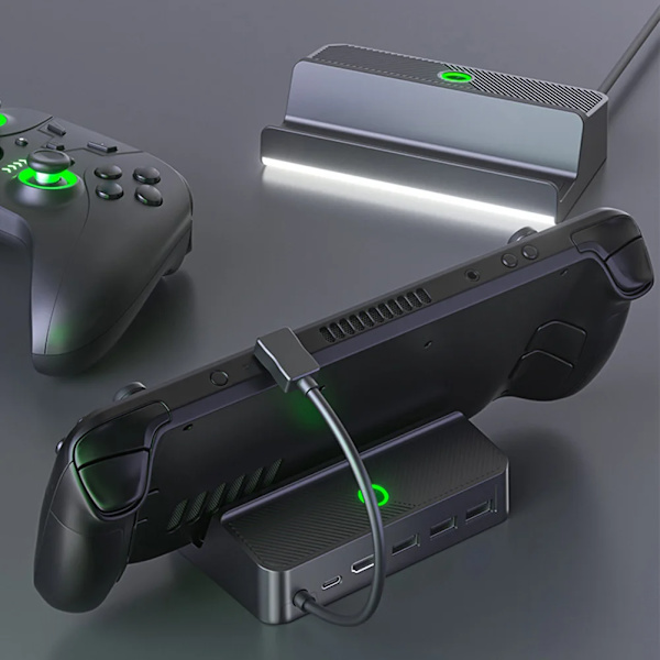 Steam Deck Dock 6 i 1 Steam Deck Dokkingstasjon Stativ Tilbehør 3*USB 3.0 HDMI 4K@60Hz Gigabit Ethernet 1000Mbps PD 60W Hub