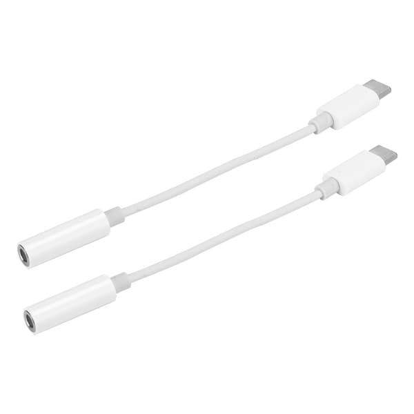 2PCS USB C til 3,5 mm øretelefonhullkonverter lydadapterkabel for Pixel/Samsung GalaxyWhite