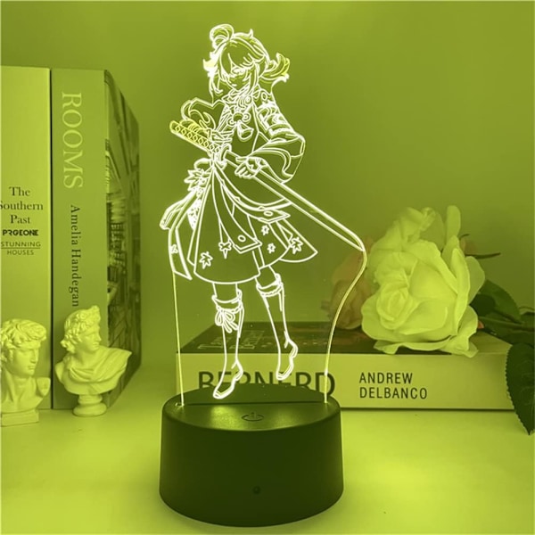 Genshin Impact Kaedehara Kazuha 3D Lampe Anime LED Nattelys for Barnerom Innredning Belysning 16 Farger Dimmbar med Fjernkontroll USB Bordlampe
