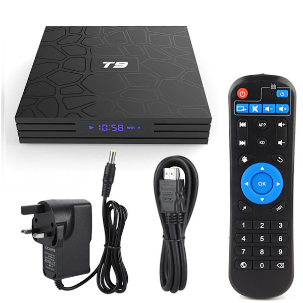T9 RK3318 Bluetooth 64GB TV-boks 4K videodekoding TV-boks for Android 9.0 (110‑240V)