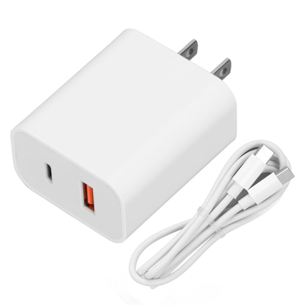 QC3.0 18W PD Nopea lataus Kaksoisportti Nopea virtalähde Type C - Type C -kaapelilla älypuhelimeen 100-240V US-pistoke
