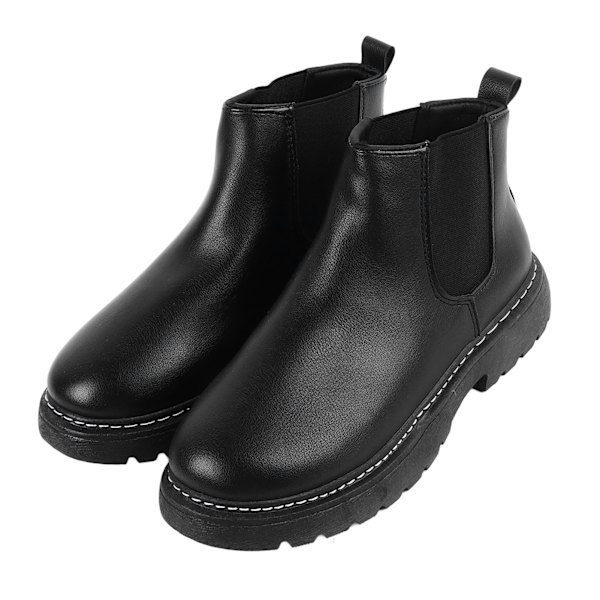 Herr PU Läder Stövlar Casual Mjuk Gummi Sula Andas Anti Halk Business Ankel Stövlar Black 41