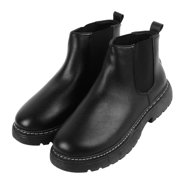 Män PU-läderstövlar Casual Mjuk gummisula Andas Anti Slip Business Ankel Boots Black 41