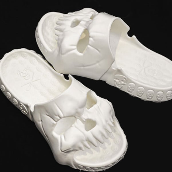 Herr Skull Slide Tofflor EVA Tjock Sula Antihalk Mjuka Skull Slide Tofflor för Sommar Utomhus Vit 42/43 White 42/43