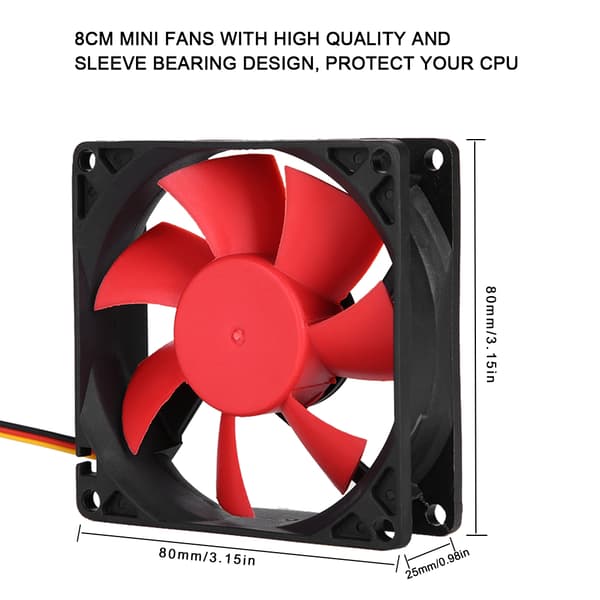 8cm 12V CPU-køleventilator CPU-ventilatorer Varmeafleder Lydløs Mute-køler til computer PC bærbar 2stk