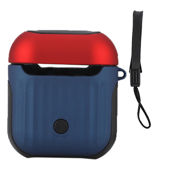 Bluetooth-headset laddningsbox skyddande fodral hörlurar skydd för AirPods (blå + röd)
