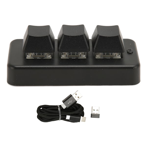 3-tasters mini tastatur 3-modus USB trådløs 2.4G Bluetooth HID programmering blå bryter mini makro mekanisk tastatur