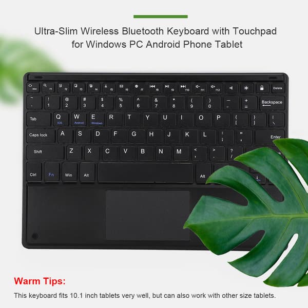 Ultra tynd trådløst Bluetooth-tastatur med touchpad til Windows PC Android-telefon Tablet