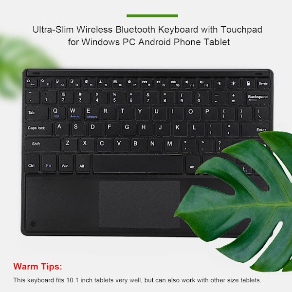 Ultra tynn trådløst Bluetooth-tastatur med styreflate for Windows PC Android-telefon nettbrett