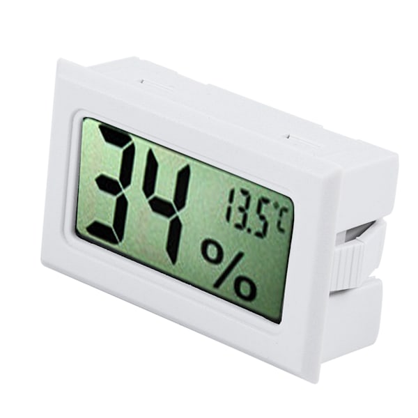 Mini elektronisk reptiltermometer og hygrometer med indbygget probe LCD-display hvid