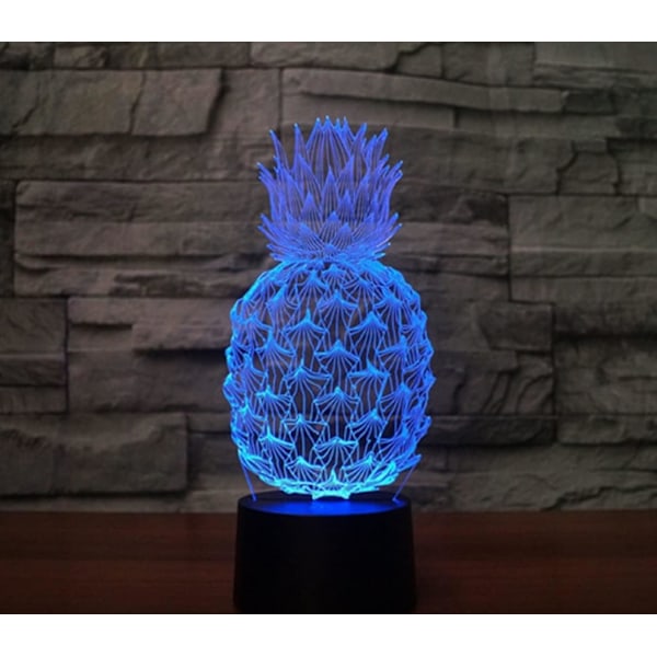 3D Ananas Fjärrkontroll 16 Färger Nattlampor Illusion Akryl LED Bord Sänglampa Barn Sovrum Skrivbords Dekoration Födelsedagspresenter Leksak för Barn