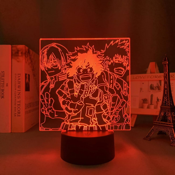 3D Nattlys 3D Illusionslampe Deku Bakugo Katsuki LED Nattlys Anime My Hero Academia 3D Lampe for Barnerom Innredning Shoto Todoroki Bursdagsgave