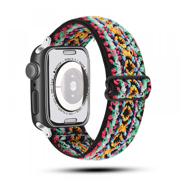 Apple watch strap adjustable elastic nylon solo ring strap, bohemian style smart watch strap（ethnic style6）