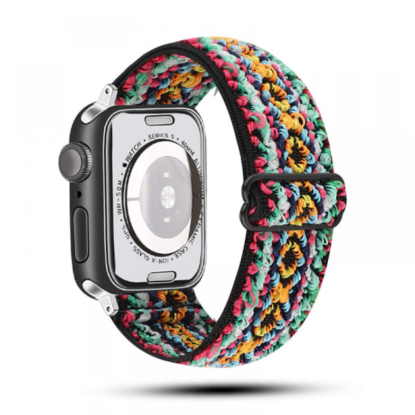 Applen watch ranneke säädettävä joustava nylon soolosormusranneke, boheemi tyylinen watch ranneke (etninen tyyli6)