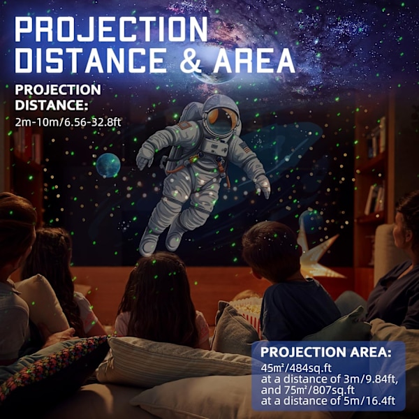 Astronaut Galaxy Projektor for Soverom, Stjerneprojektor med Månelampe, Led Space Nebula Nattlys for Barn Tenåringsjenter Gutter Voksne
