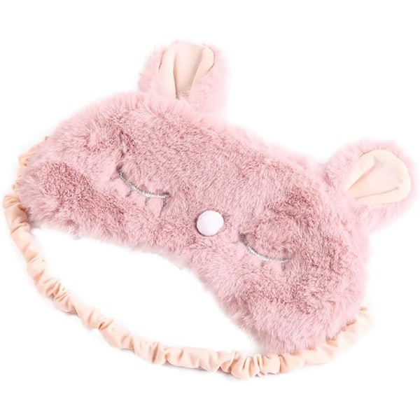 Mjuk Ögonmask för Sömn Söt Tecknad Katt Kanin Djur Pälsig Sovmask Halvt Ansikte Sovmask Ögonbindel Ögonskugga Ögonskydd för Tra