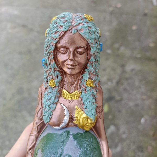 Moder Jord Staty, Gaia Staty Moder Jord Naturharts Figur Dekoration för Häxrum Andligt Rum Altare Dekor