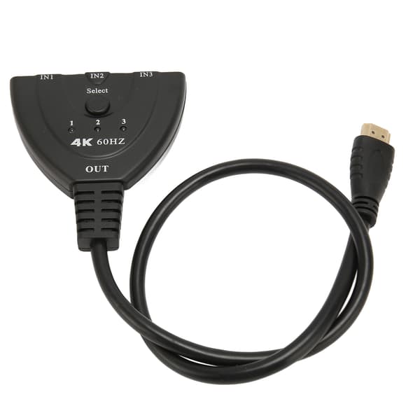 3 i 1 Out HD Multimedia Interface Switch 4K 60Hz 3x1 HD Multimedia Interface 2.0 Switch Hub med LED-indikator