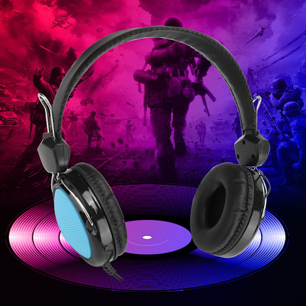 T420 3,5 mm huvudmonterat spelheadset med mikrofon för internetkafédatortillbehörBlå