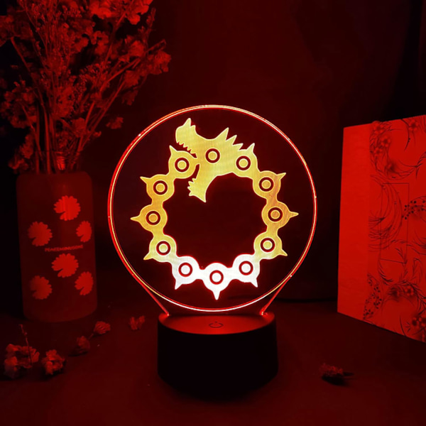 Akryl nattlyslampe Manga De syv dødssynder Gadget for hjemmet rom dekorativ lysfigur Barn bordlampe gave