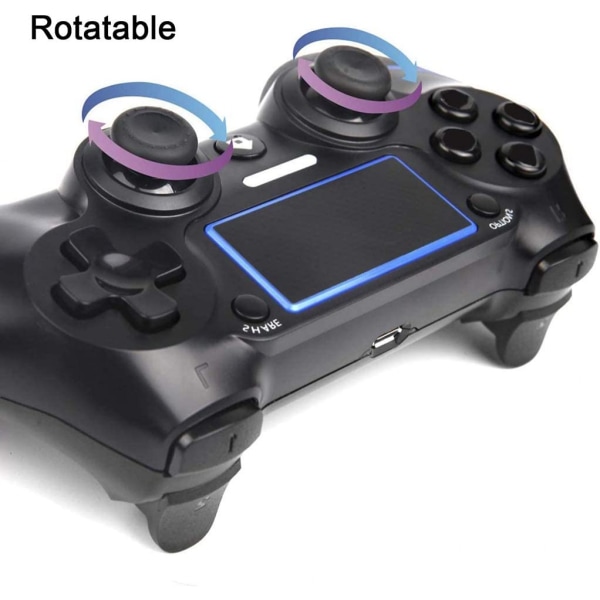 PS4-controller, trådløs Bluetooth-gamepad, [opgraderet version] Touch Panel-gamepad USB-kabel med dobbelt vibration og lydfunktion Anti-Slip Grip fo