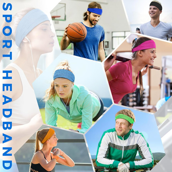 Hovedbånd til løb, hovedbånd til mænd og kvinder, svedbånd, træningsbånd, sportshovedbånd til yoga, golf, fitness, camping White