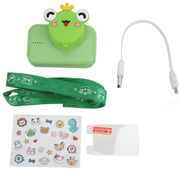 Børne Kamera 2 Tommer IPS Skærm 720P 20MP Dobbelt Kamera Høj Definition Digital Kamera Videooptager Legetøj Green Frog
