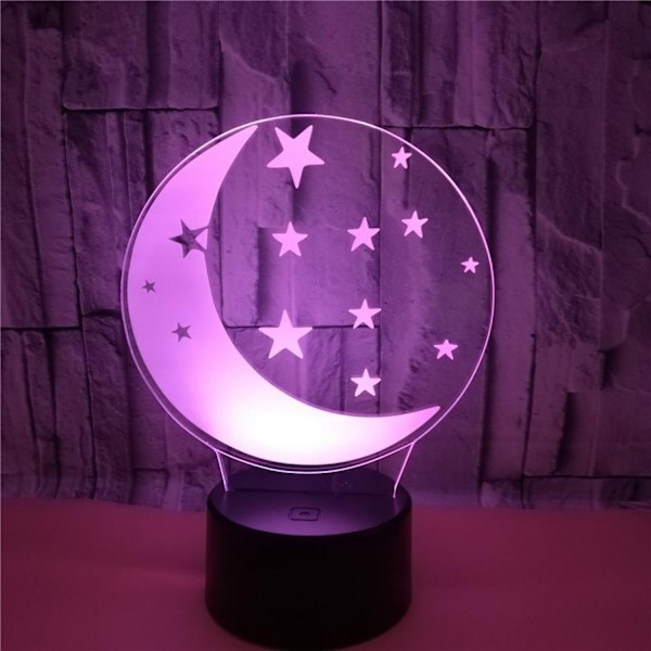 Qinwei Moon 3D nattlampa 3D Illusion Led-lampa 16 färger dimbar med fjärrkontroll  Touch --- Svart säte