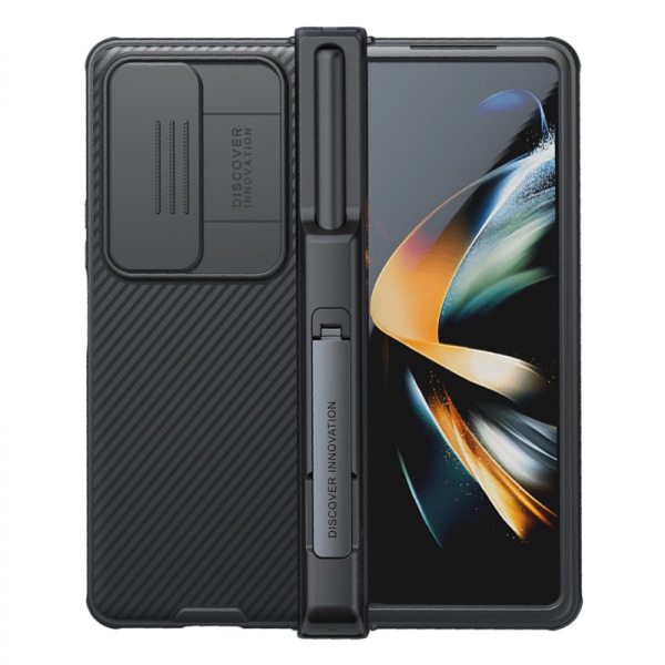 For Samsung Galaxy Z Fold 4 Case with Slide Camera Cover Hinge Protection with S Pen Holder Fiber All-Inclusive Case