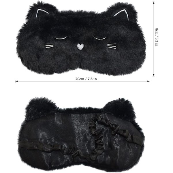 Sød Sovemaske, Sort Kat Blød Plysset Fluffy Sovemaske Sjove Tegneserie Killinger Blindfold Nyhed Øjenmaske Øjenskygge til Børn