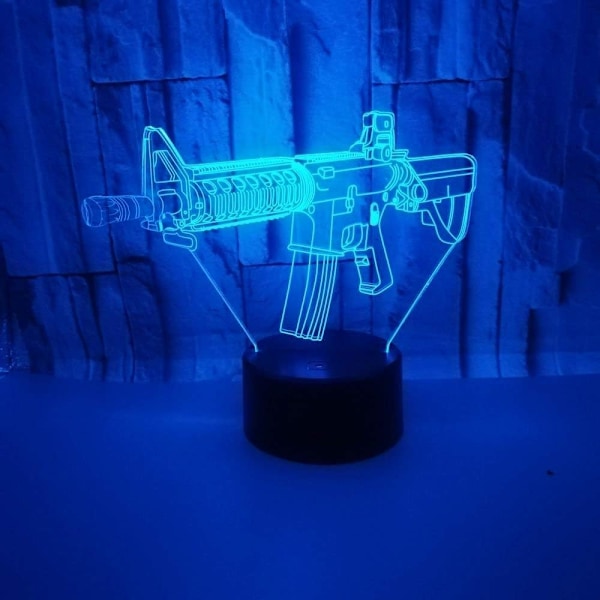 3D Pistol Nattelys LED Lampe Illusions 7 Farge Skiftende Berøringsbryter Bord Skrivebord Dekor Lamper Bursdag Jul Gave Akryl USB Kabel Leke