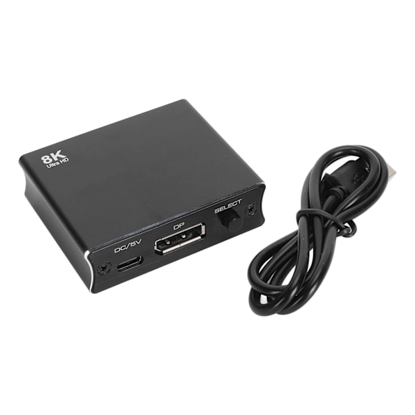 DisplayPort-växel 8K 30Hz 2 i 1 ut 1 i 2 ut DP 1.4-växel DP-splitter för dubbla bildskärmar PC bärbar dator