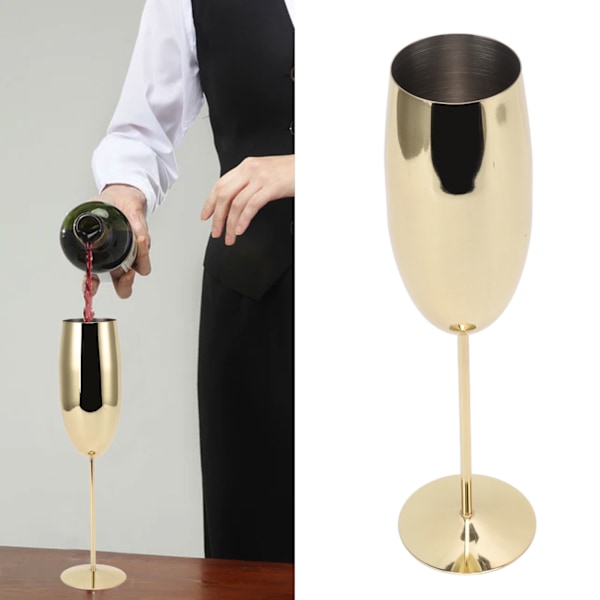 Metallvinsglas i rostfritt stål, elegant, hög hårdhet, brett användningsområde, metallvinsglas för fest, bröllop, bankett, färg Gold 260ml